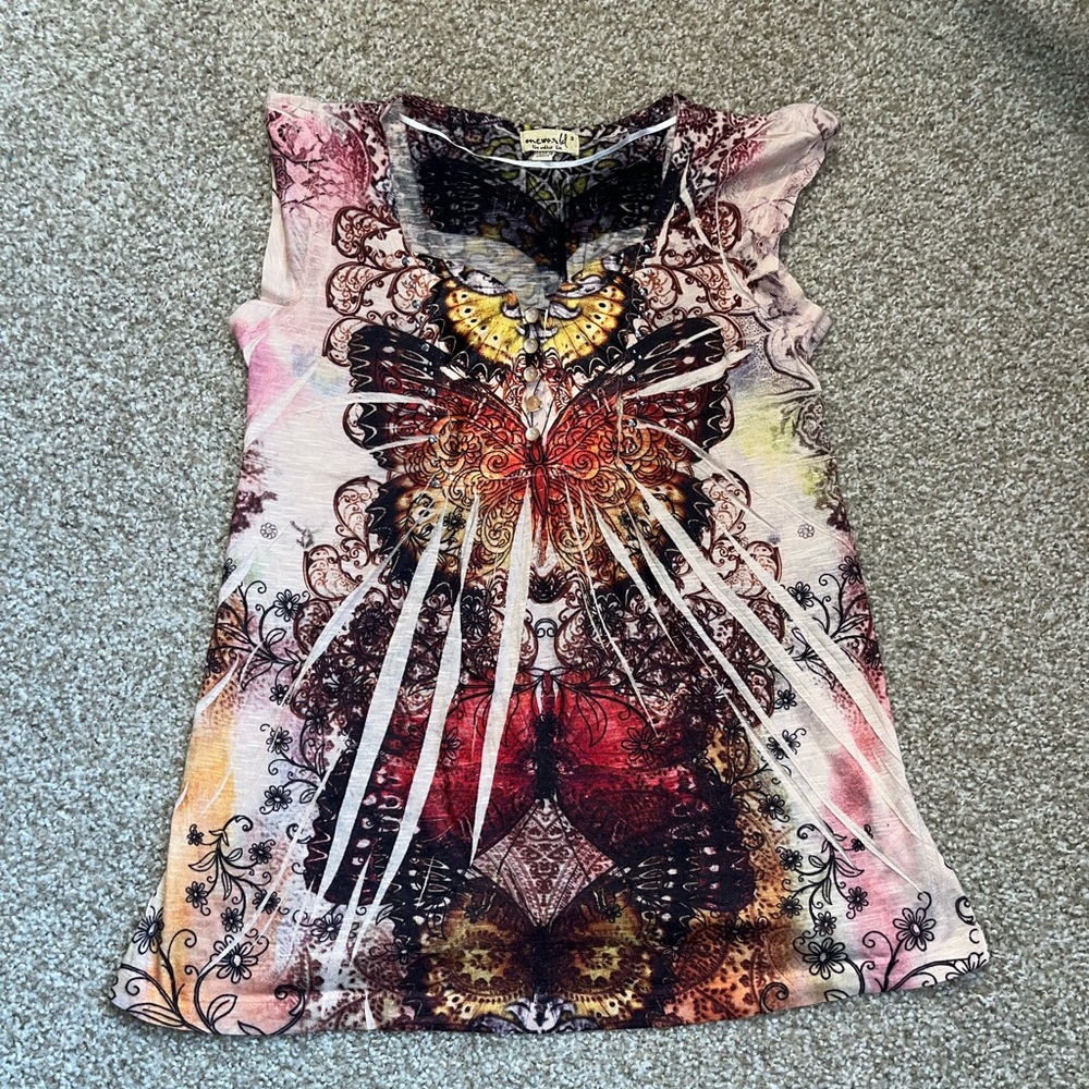 OneWorld - Y2k Indie fairy Colorful tank top w/buttons